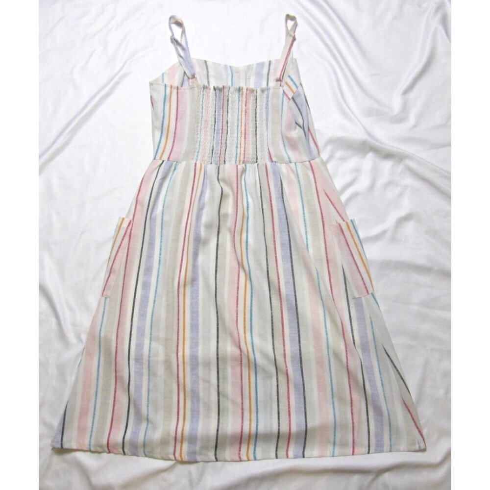 Nordstrom Spirit of Grace XS Pastel Rainbow Smocked Bodice Sundress Coastal Boho